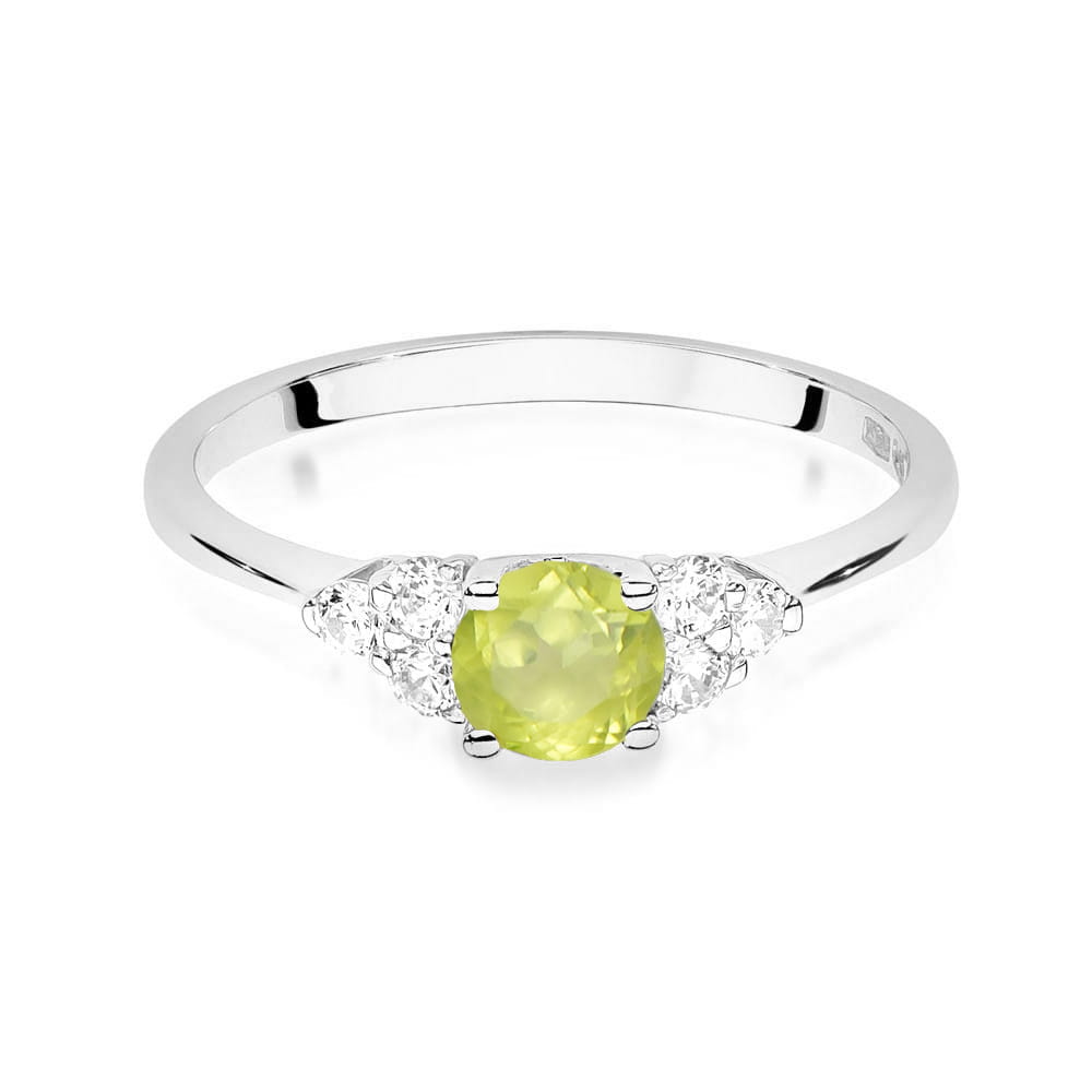 Inel Aur 9K cu Peridot 0.60 ct si Diamante Naturale 0.18 ct