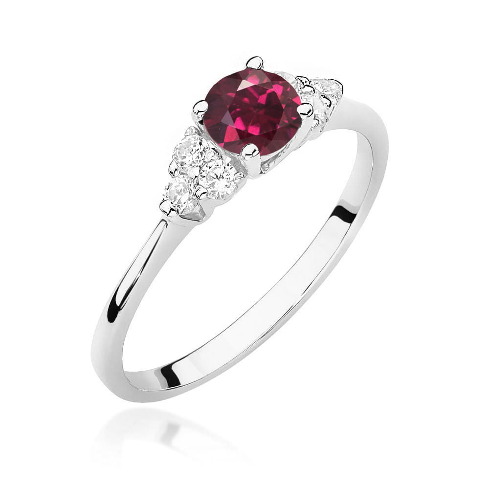 Inel Aur 9K cu Rhodolite 0.60 ct si Diamante Naturale 0.18 ct