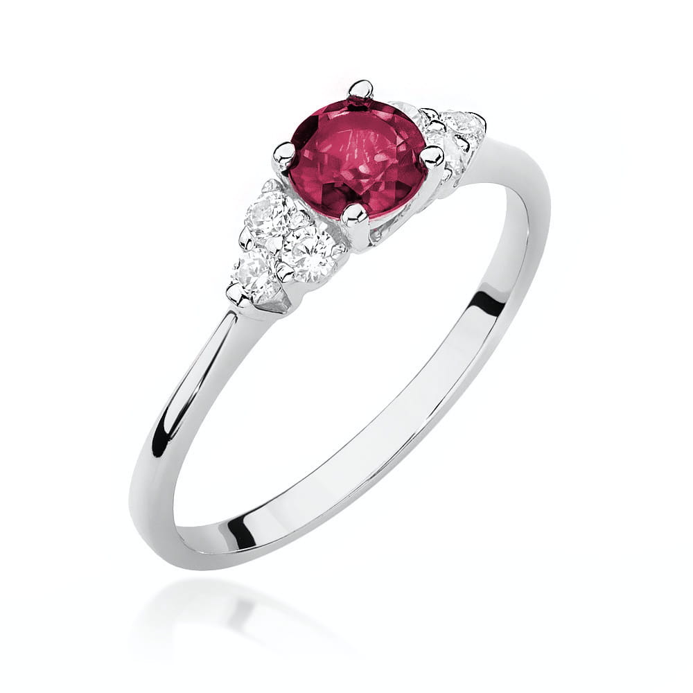 Inel Aur 9K cu Rubin 0.60 ct si Diamante Naturale 0.18 ct