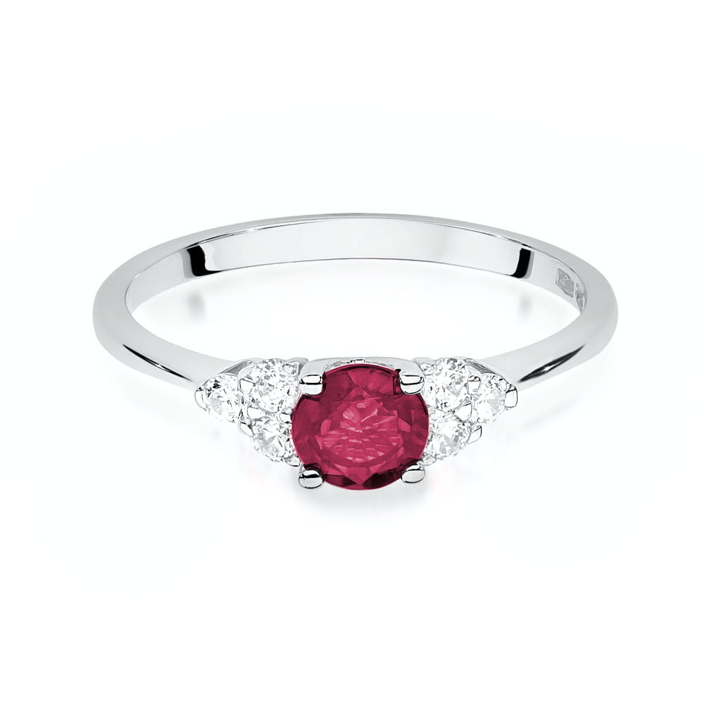 Inel Aur 9K cu Rubin 0.60 ct si Diamante Naturale 0.18 ct