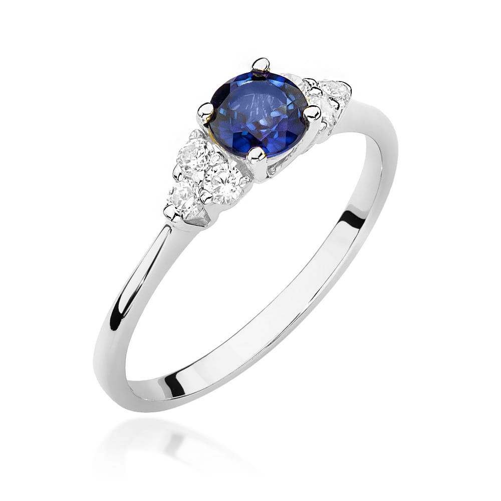 Inel Aur 9K cu Safir 0.50 ct si Diamante Naturale 0.18 ct