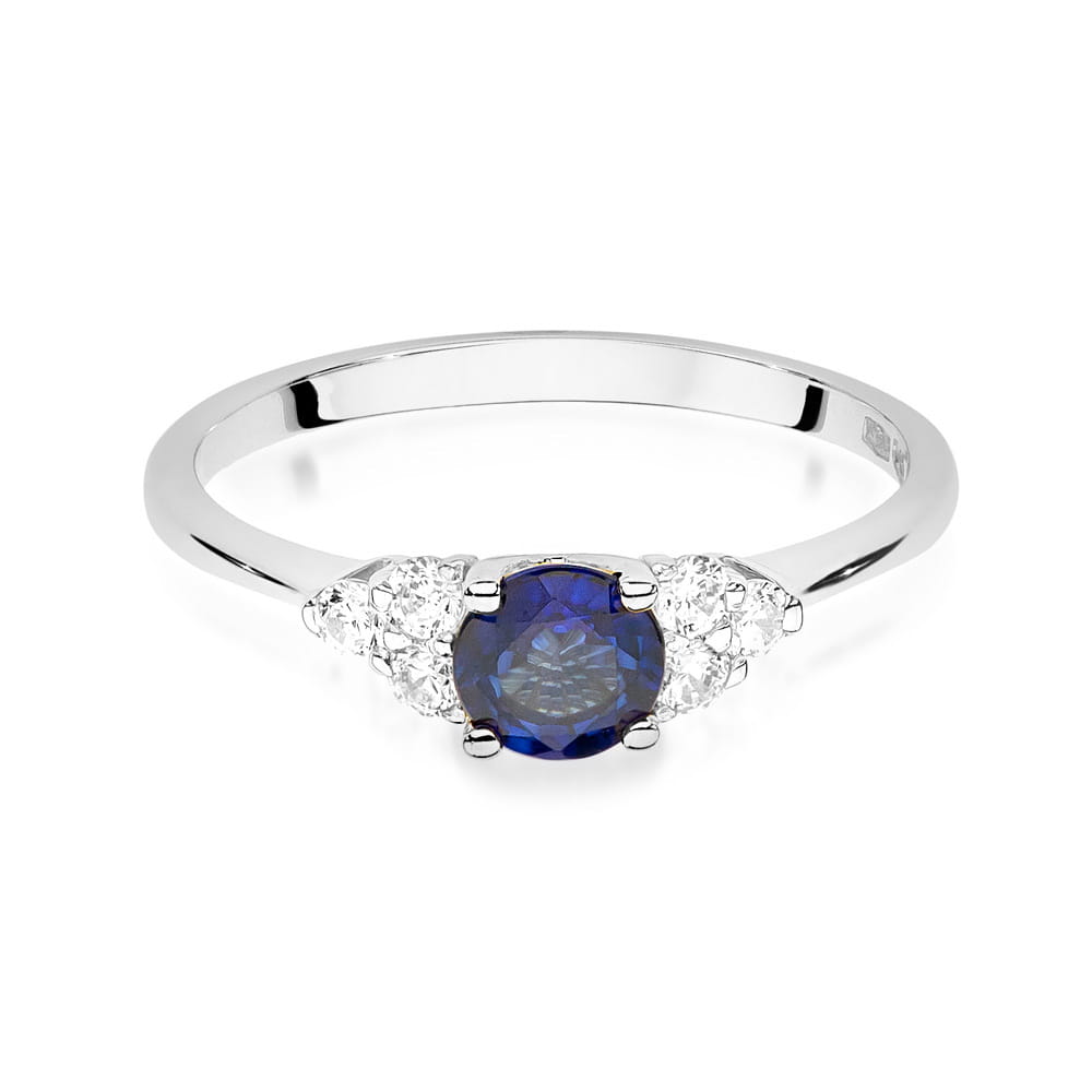 Inel Aur 9K cu Safir 0.50 ct si Diamante Naturale 0.18 ct