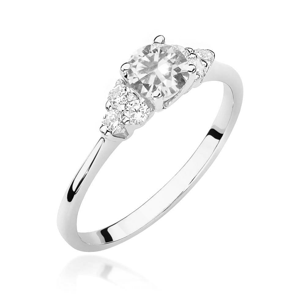 Inel Aur 9K cu Safir Alb 0.60 ct si Diamante Naturale 0.18 ct
