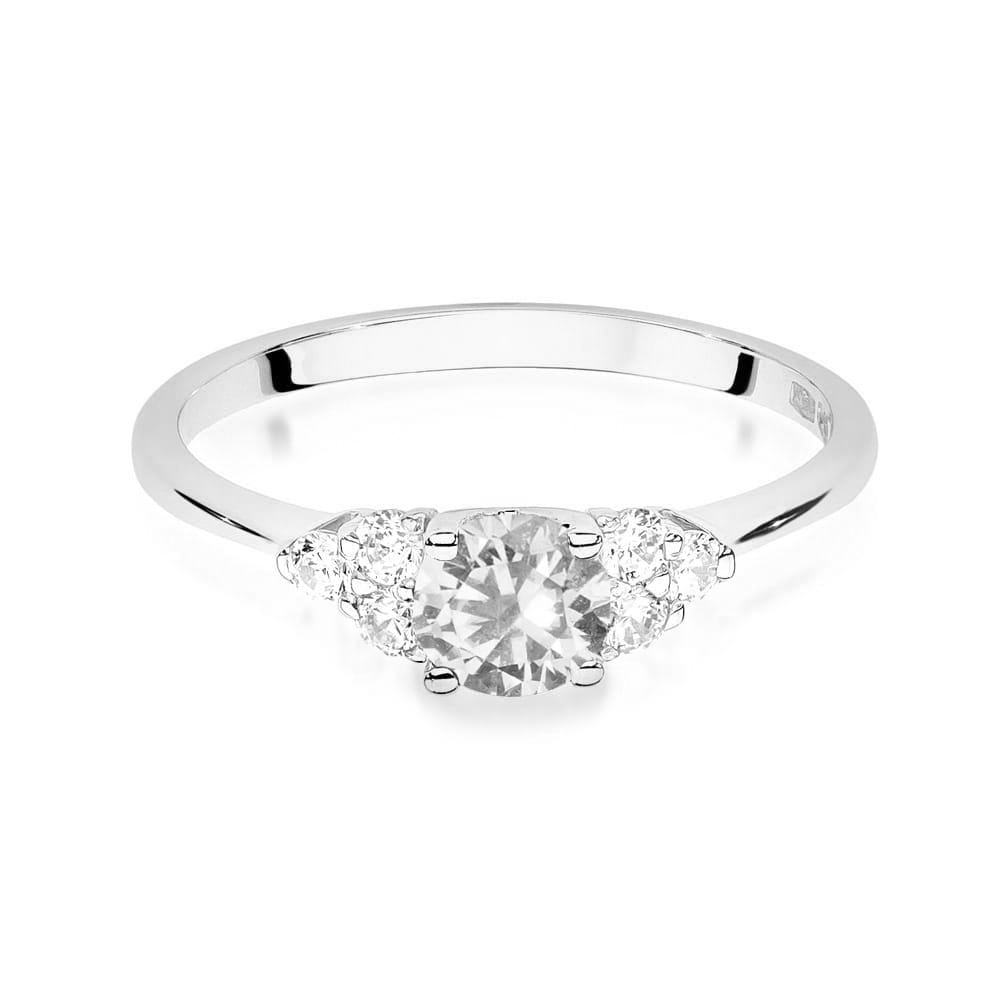 Inel Aur 9K cu Safir Alb 0.60 ct si Diamante Naturale 0.18 ct