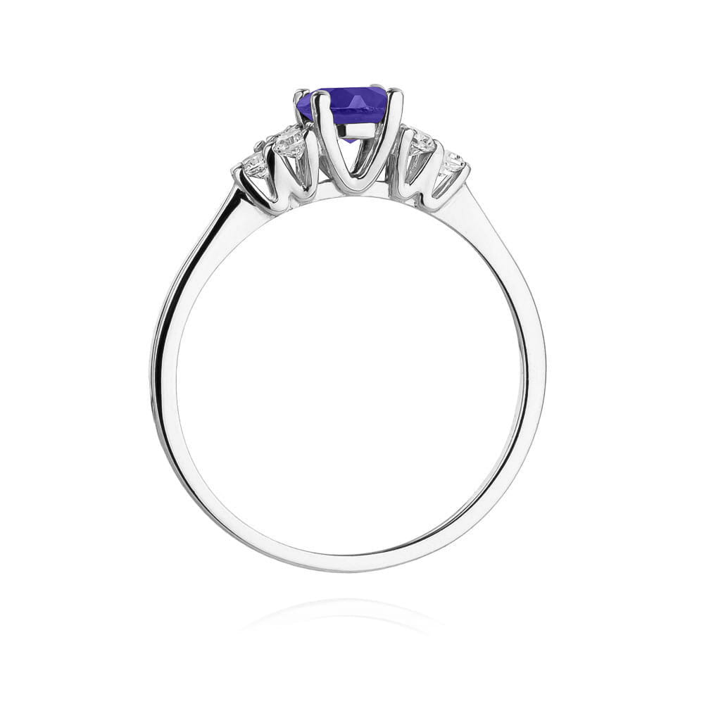 Inel Aur 9K cu Tanzanit 0.50 ct si Diamante Naturale 0.18 ct