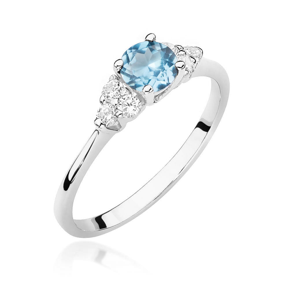 Inel Aur 9K cu Topaz Swiss 0.50 ct si Diamante Naturale 0.18 ct