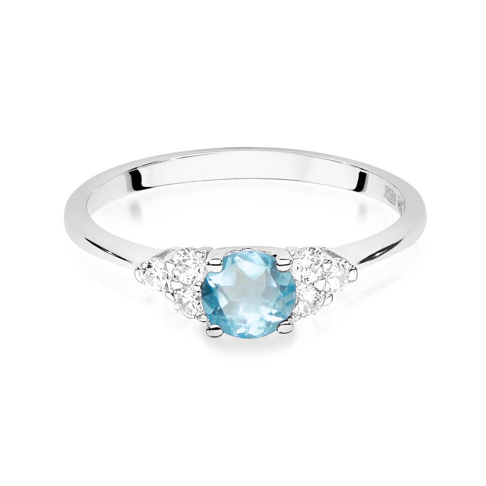 Inel Aur 9K cu Topaz Swiss 0.50 ct si Diamante Naturale 0.18 ct