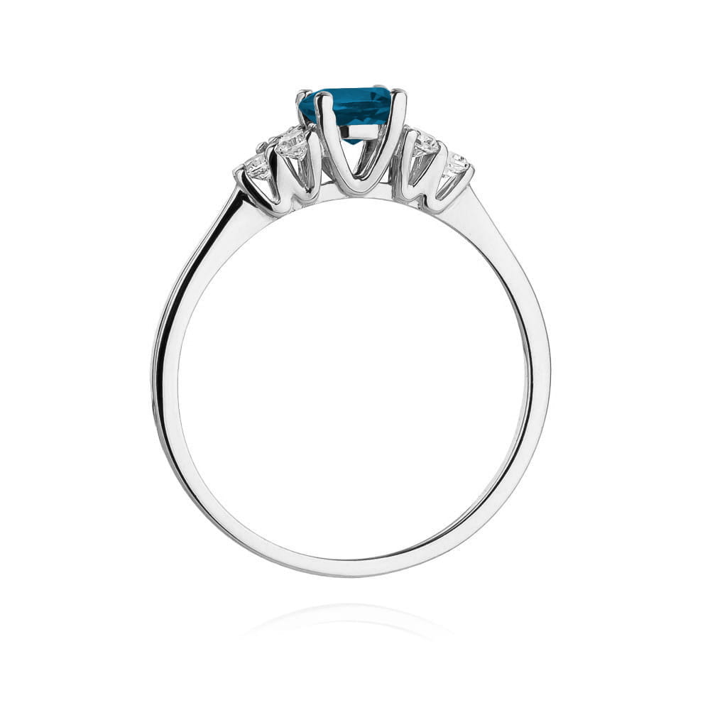 Inel Aur 9K cu Topaz London Blue 0.50 ct si Diamante Naturale 0.18 ct