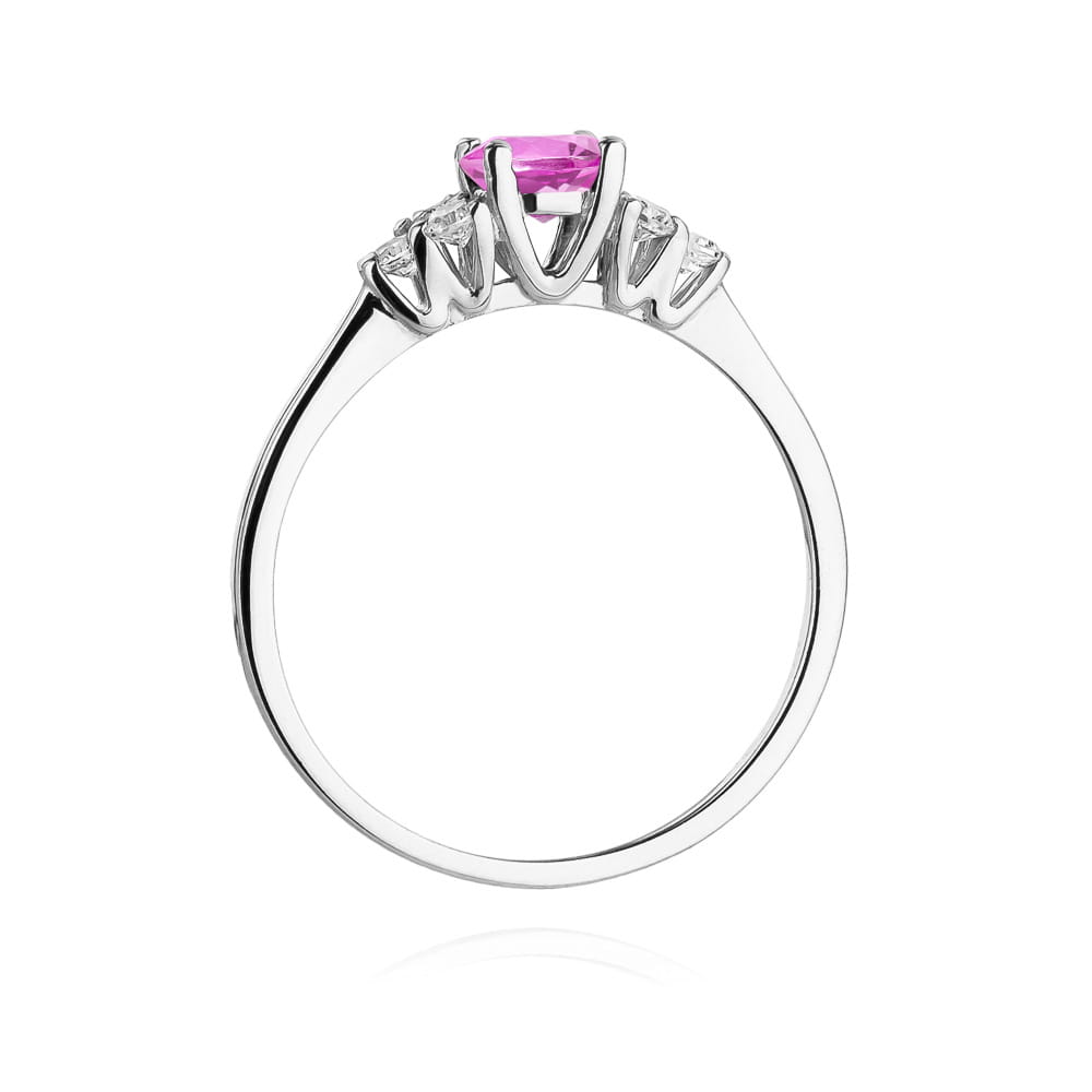Inel Aur 9K cu Topaz Roz 0.60 ct si Diamante Naturale 0.18 ct