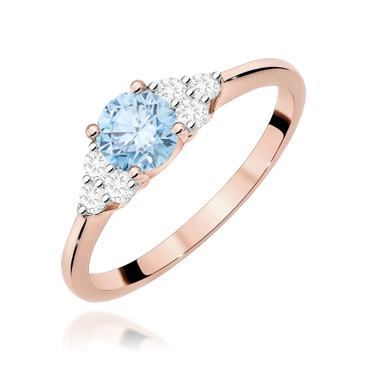 Inel Aur 14K cu Diamante Albastru de Laborator 0.68 ct