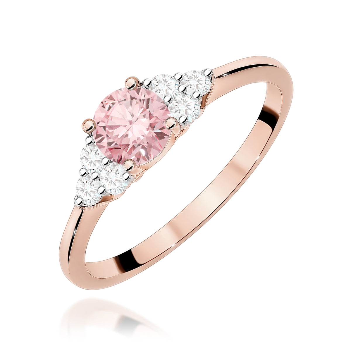 Inel Aur 14K cu Diamante Roz de Laborator 0.68 ct