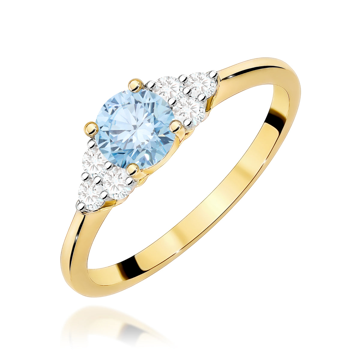 Inel Aur 14K cu Diamante Albastru de Laborator 0.68 ct