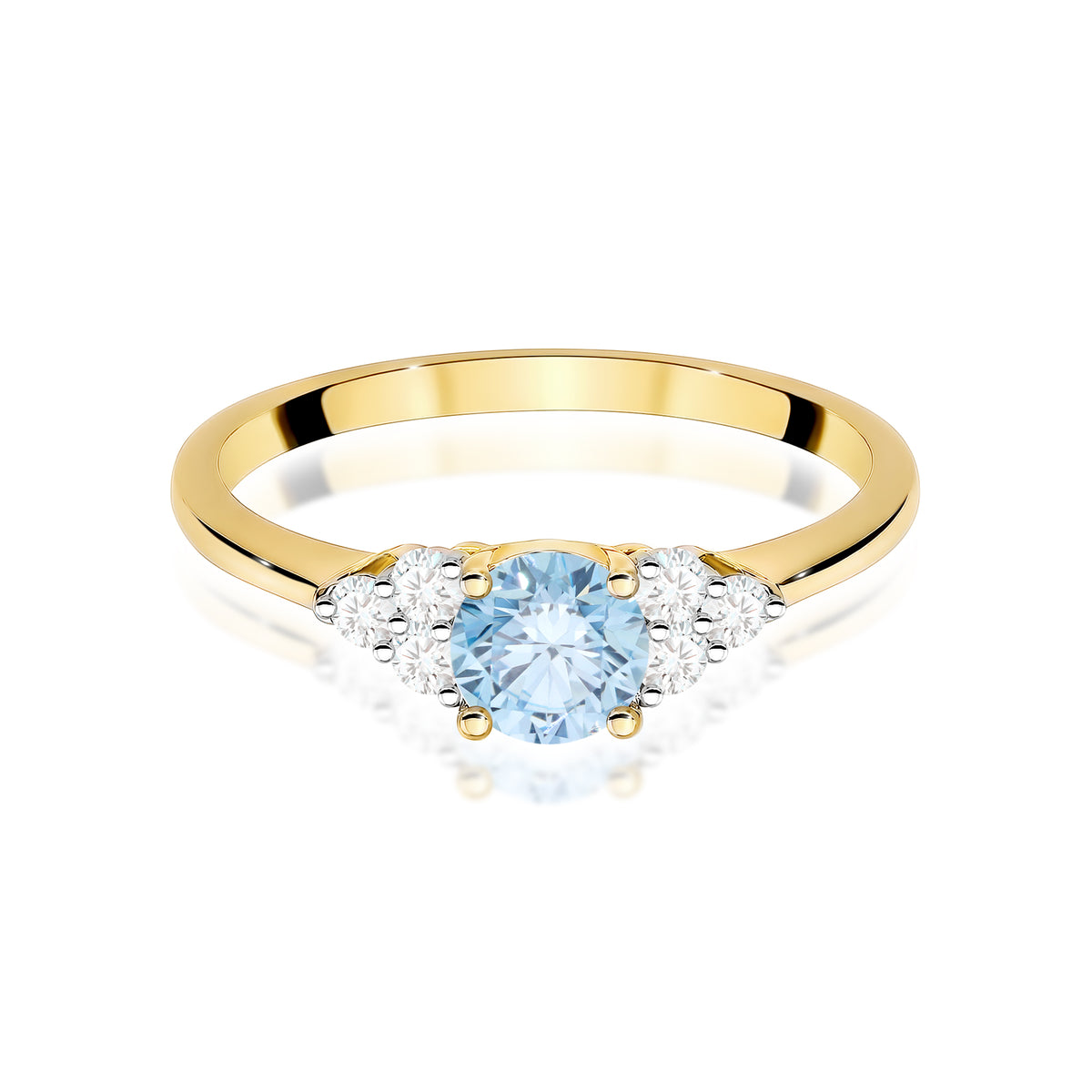 Inel Aur 14K cu Diamante Albastru de Laborator 0.68 ct