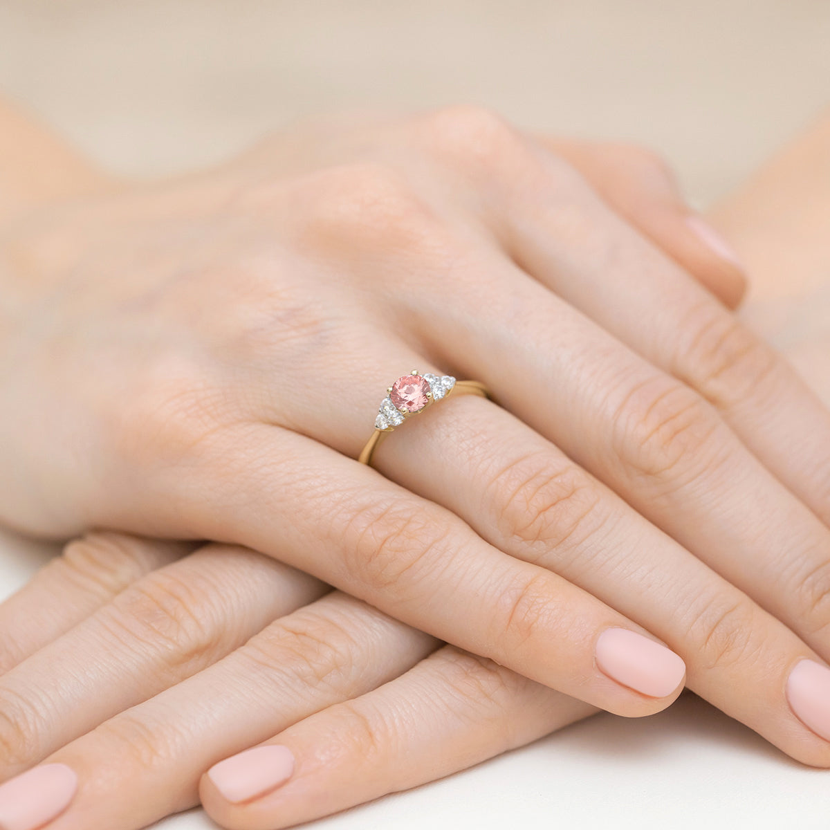 Inel Aur 14K cu Diamante Roz de Laborator 0.68 ct