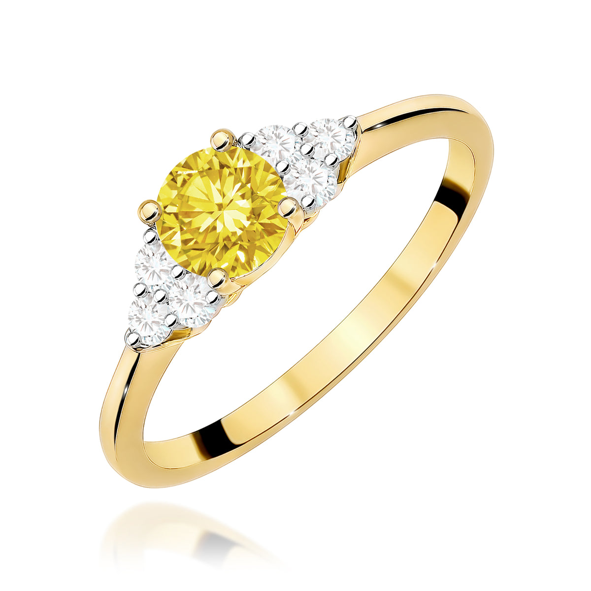 Inel Aur 14K cu Diamante Galben de Laborator 0.68 ct