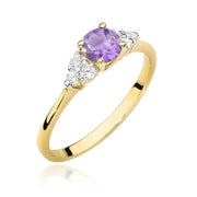 Inel Aur 9K cu Ametist 0.50 ct si Diamante Naturale 0.18 ct