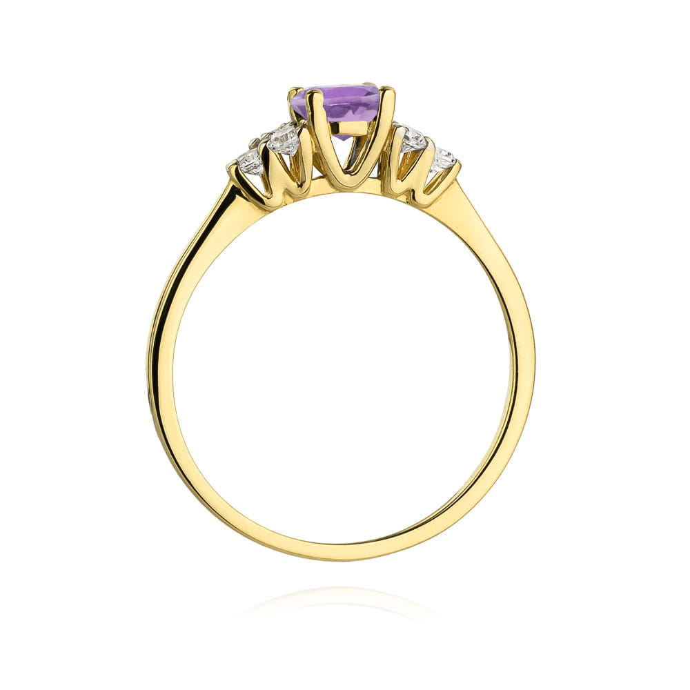 Inel Aur 9K cu Ametist 0.50 ct si Diamante Naturale 0.18 ct