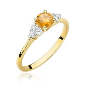 Inel Aur 9K cu Citrin 0.50 ct si Diamante Naturale 0.18 ct