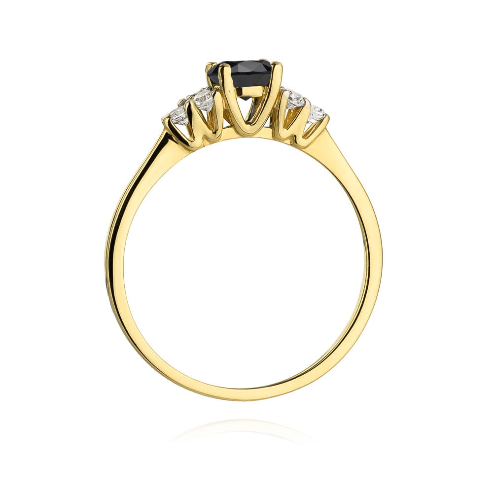 Inel Aur 9K cu Diamante Naturale Albe si Negre 0.68 ct