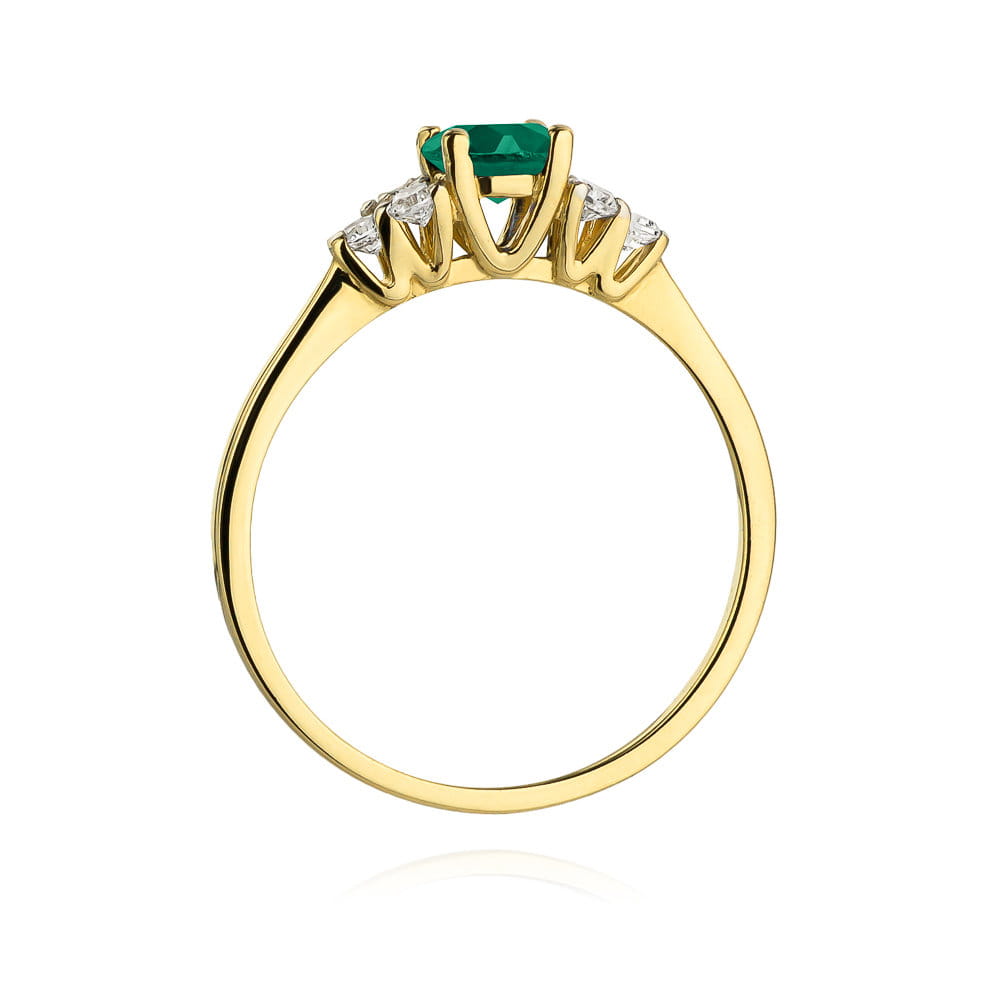 Inel Aur 9K cu Smarald 0.50 ct si Diamante Naturale 0.18 ct