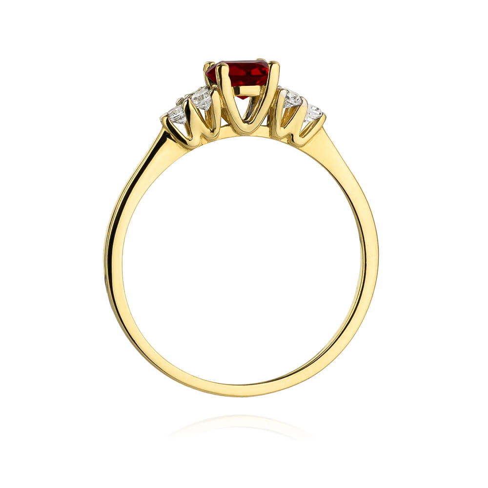 Inel Aur 9K cu Granat 0.60 ct si Diamante Naturale 0.18 ct