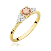 Inel Aur 9K cu Morganit 0.40 ct si Diamante Naturale 0.18 ct