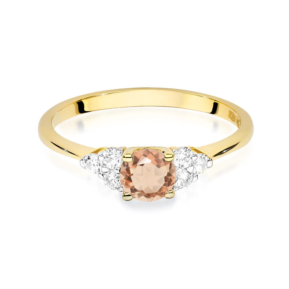 Inel Aur 9K cu Morganit 0.40 ct si Diamante Naturale 0.18 ct
