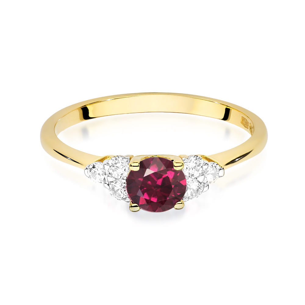 Inel Aur 9K cu Rhodolite 0.60 ct si Diamante Naturale 0.18 ct