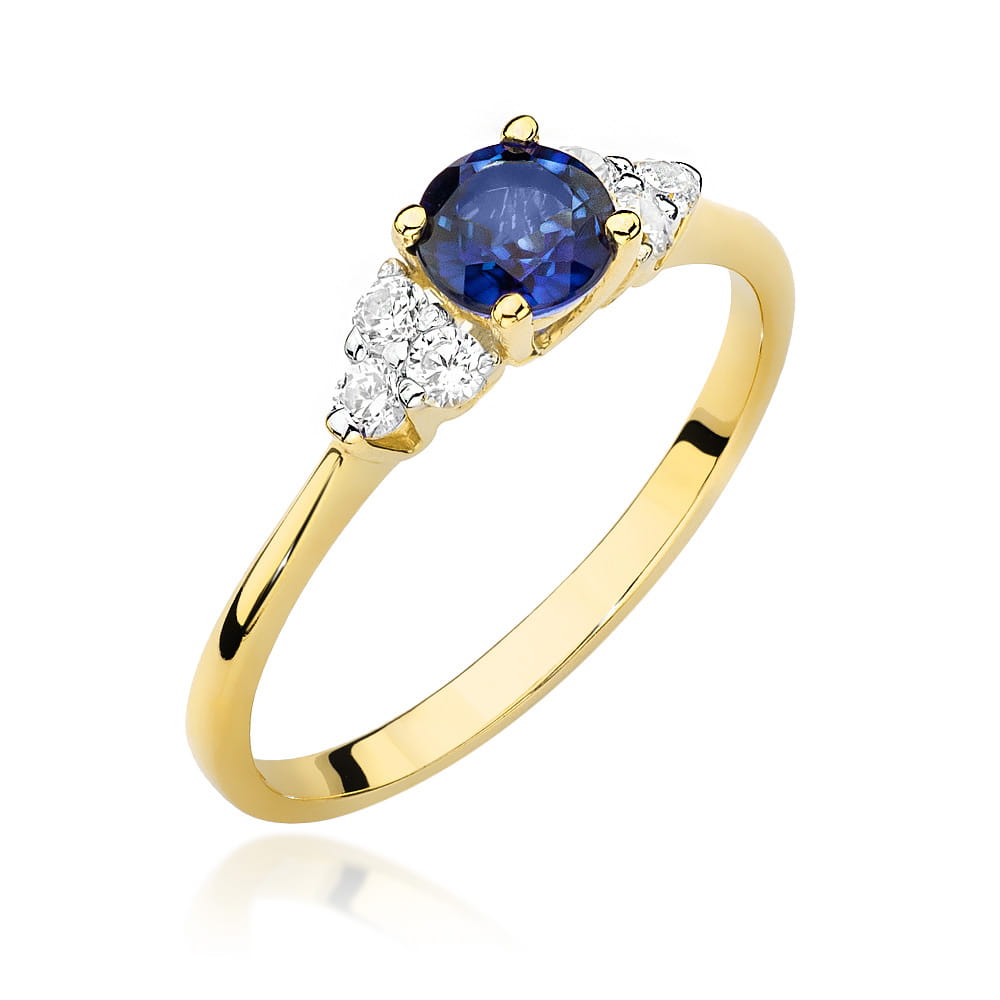Inel Aur 9K cu Safir 0.50 ct si Diamante Naturale 0.18 ct