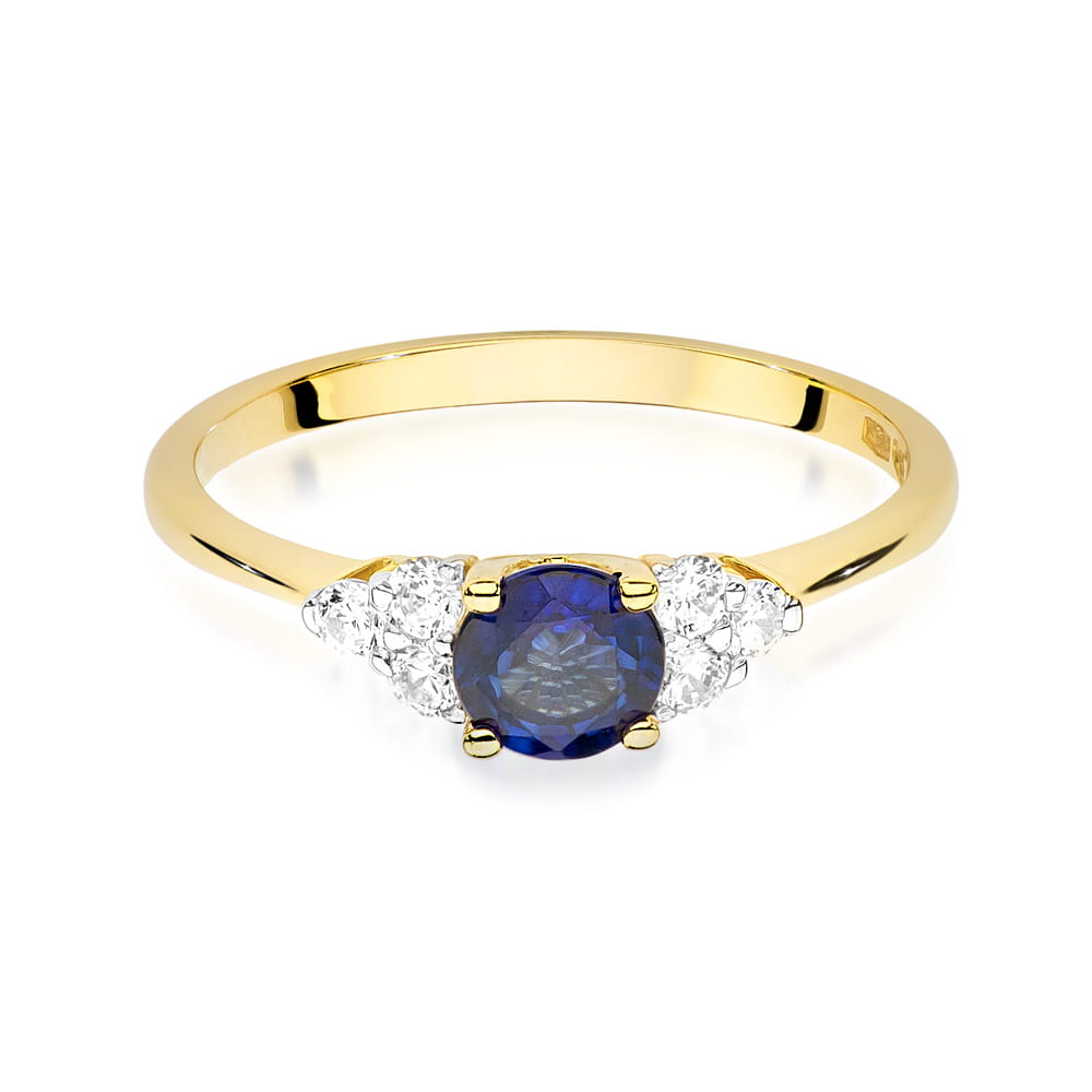 Inel Aur 9K cu Safir 0.50 ct si Diamante Naturale 0.18 ct