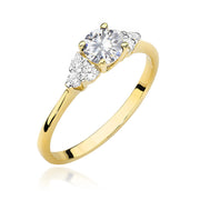 Inel Aur 9K cu Safir Alb 0.60 ct si Diamante Naturale 0.18 ct