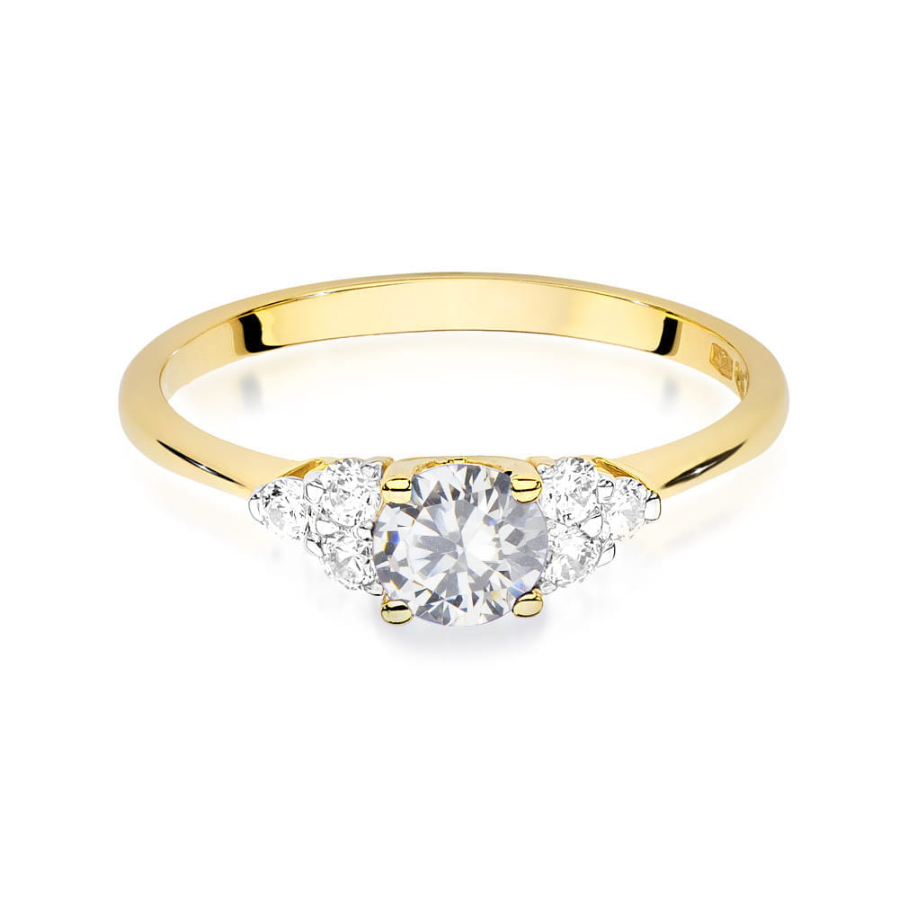 Inel Aur 9K cu Safir Alb 0.60 ct si Diamante Naturale 0.18 ct