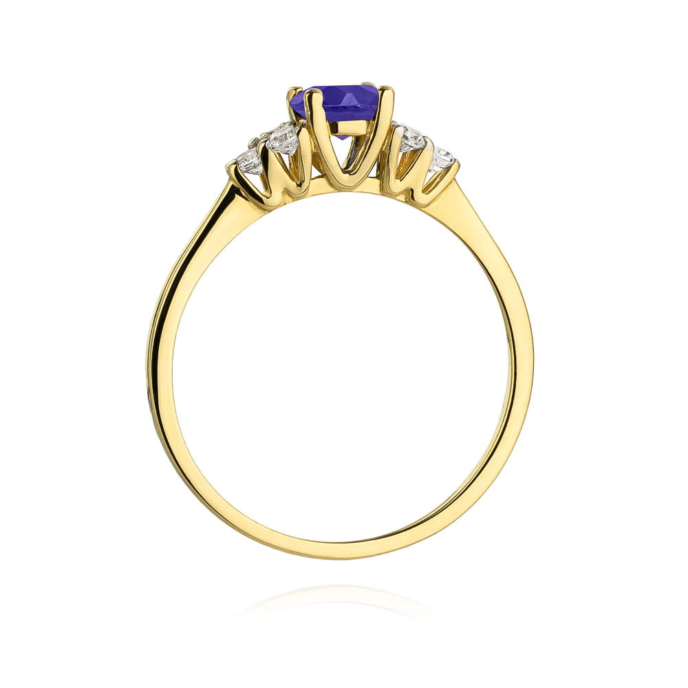 Inel Aur 9K cu Tanzanit 0.50 ct si Diamante Naturale 0.18 ct