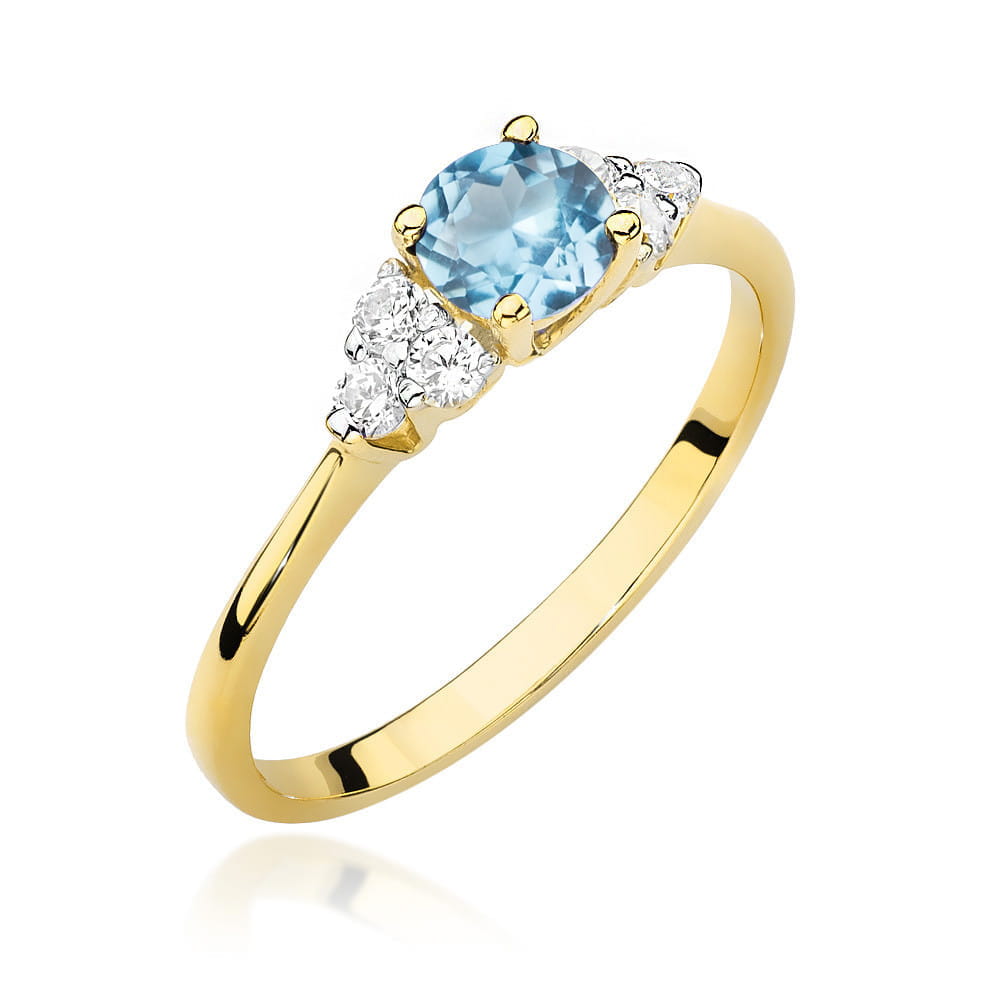 Inel Aur 9K cu Topaz Swiss 0.50 ct si Diamante Naturale 0.18 ct