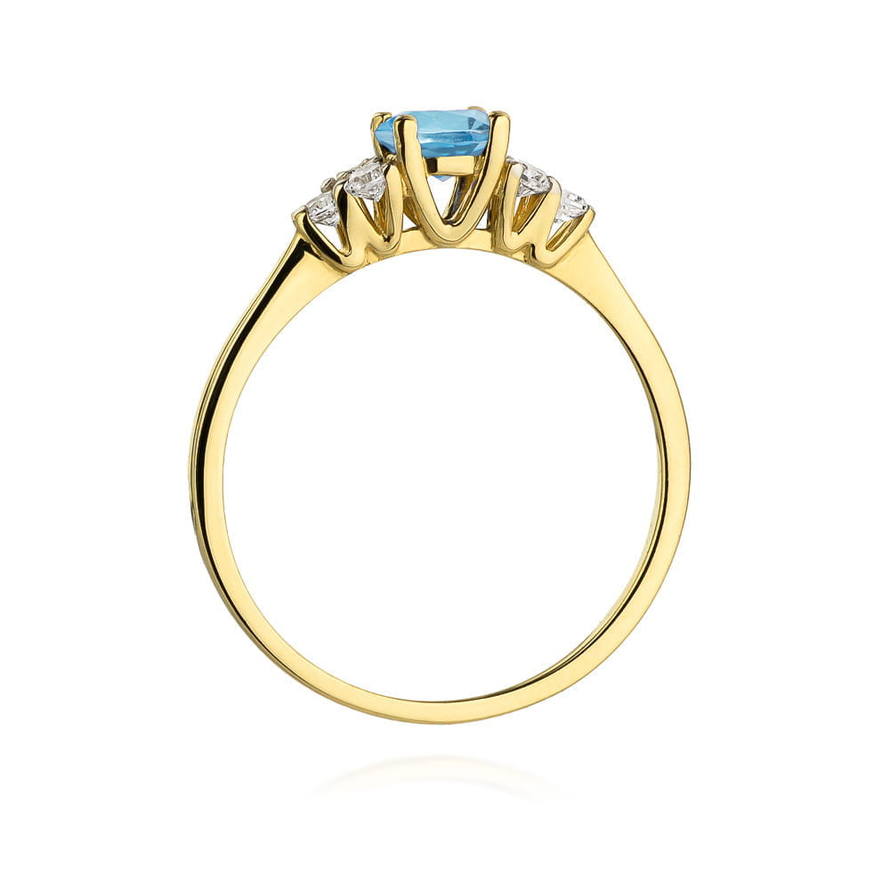 Inel Aur 9K cu Topaz Swiss 0.50 ct si Diamante Naturale 0.18 ct