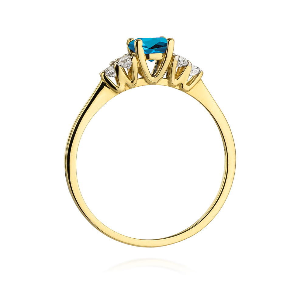Inel Aur 9K cu Topaz London Blue 0.50 ct si Diamante Naturale 0.18 ct