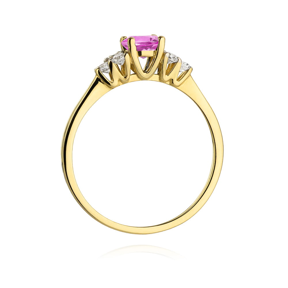 Inel Aur 9K cu Topaz Roz 0.60 ct si Diamante Naturale 0.18 ct