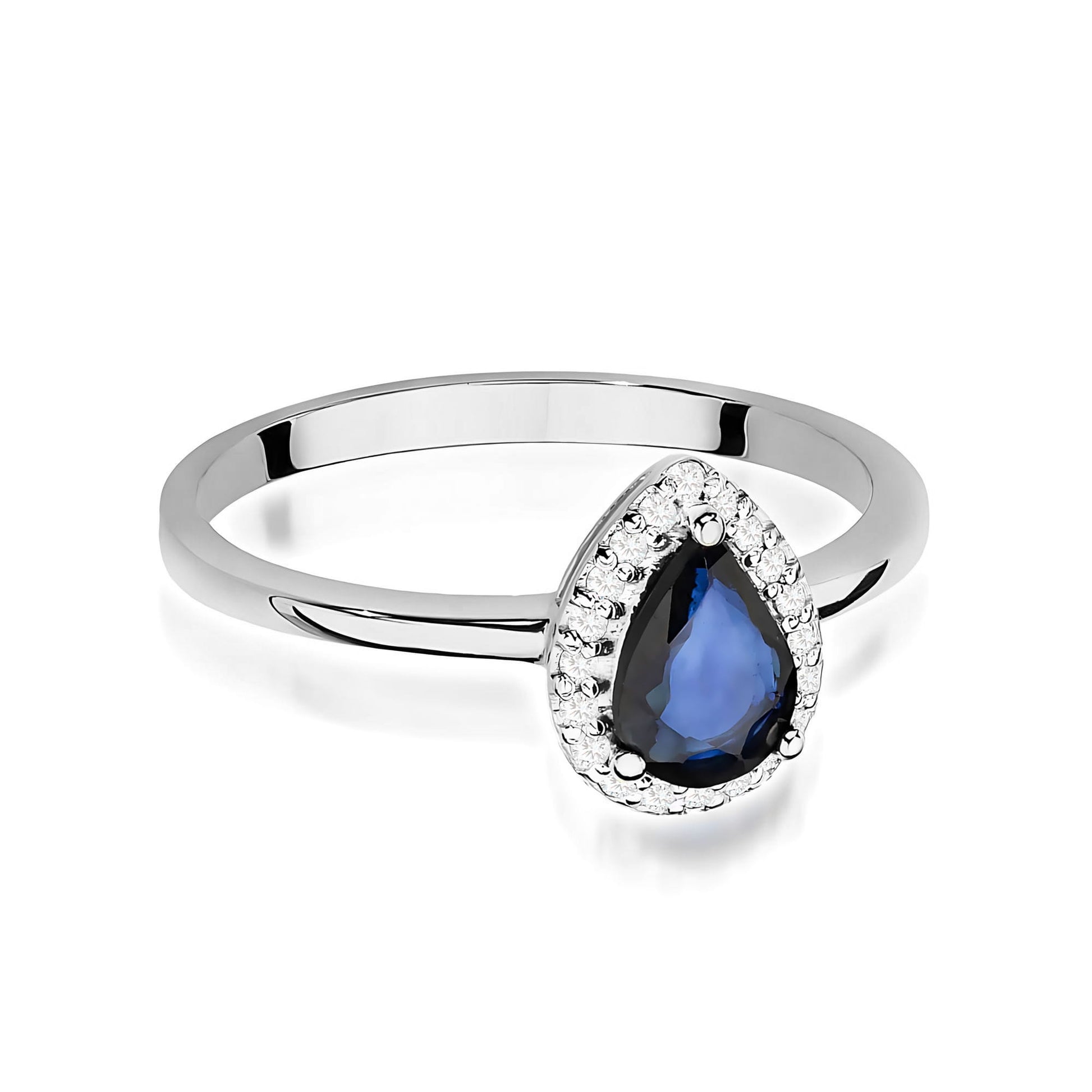 Inel Aur 9K cu Safir 0.60 ct si Diamante Naturale 0.10 ct