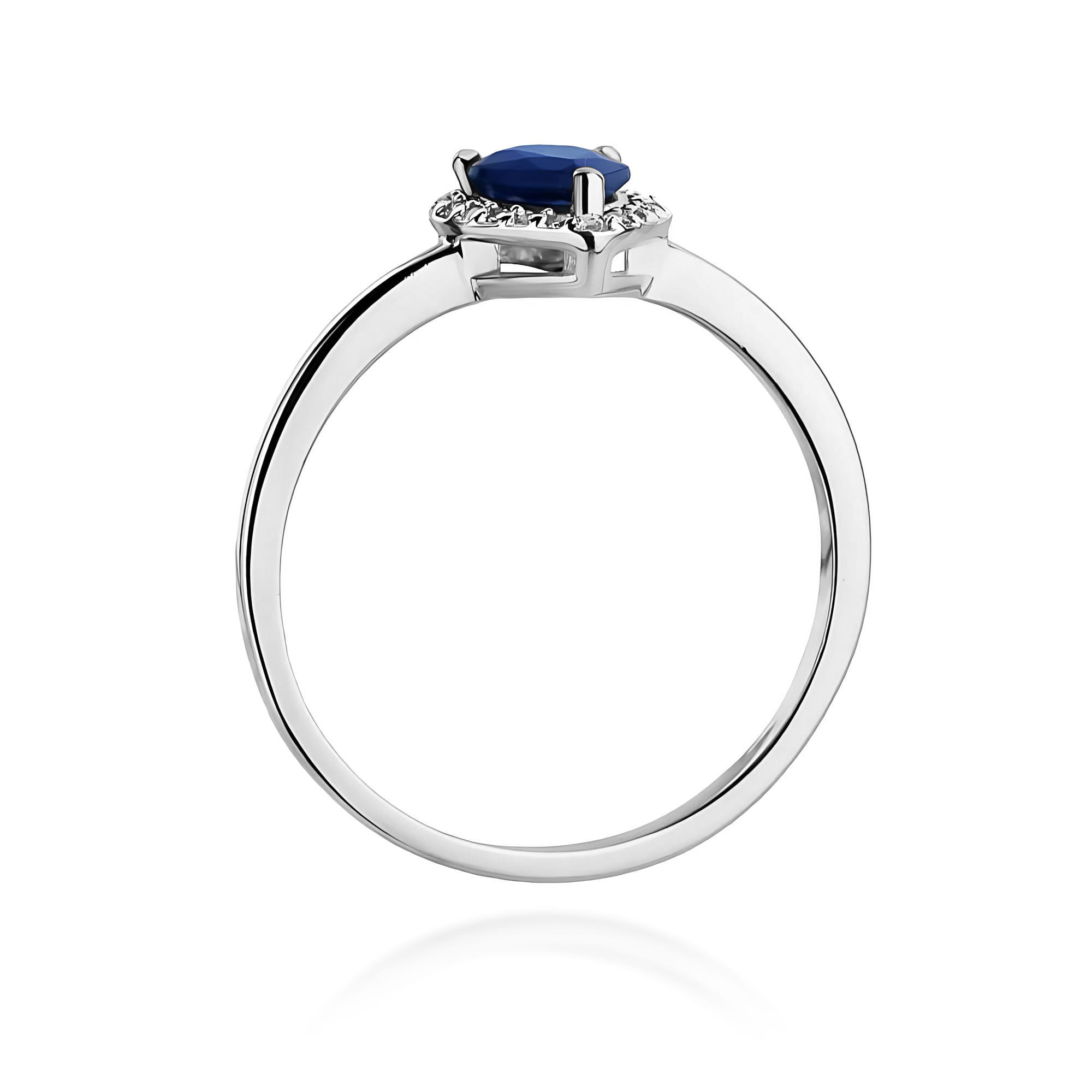 Inel Aur 9K cu Safir 0.60 ct si Diamante Naturale 0.10 ct