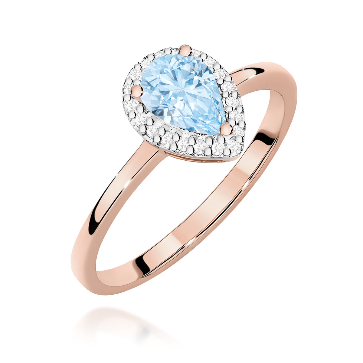 Inel Aur 14K cu Diamante Albastru de Laborator 0.60 ct