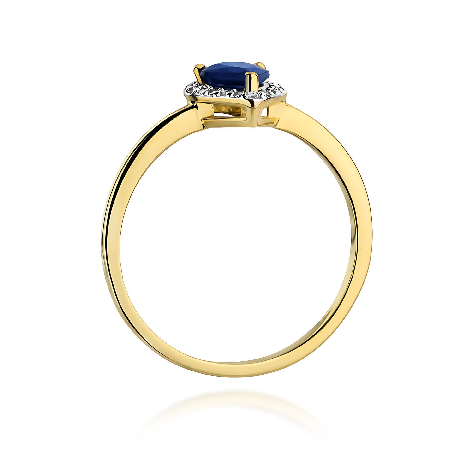 Inel Aur 9K cu Safir 0.60 ct si Diamante Naturale 0.10 ct