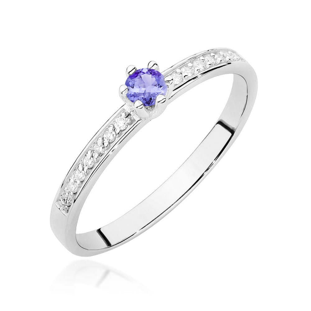 Inel Aur 14K cu Tanzanit 0.15 ct si Diamante Naturale 0.07 ct
