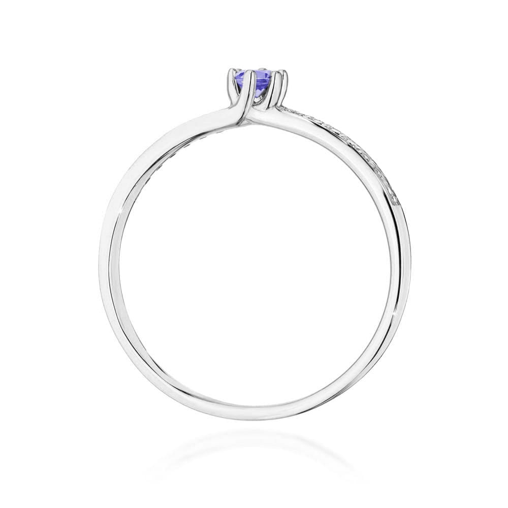 Inel Aur 14K cu Tanzanit 0.15 ct si Diamante Naturale 0.07 ct