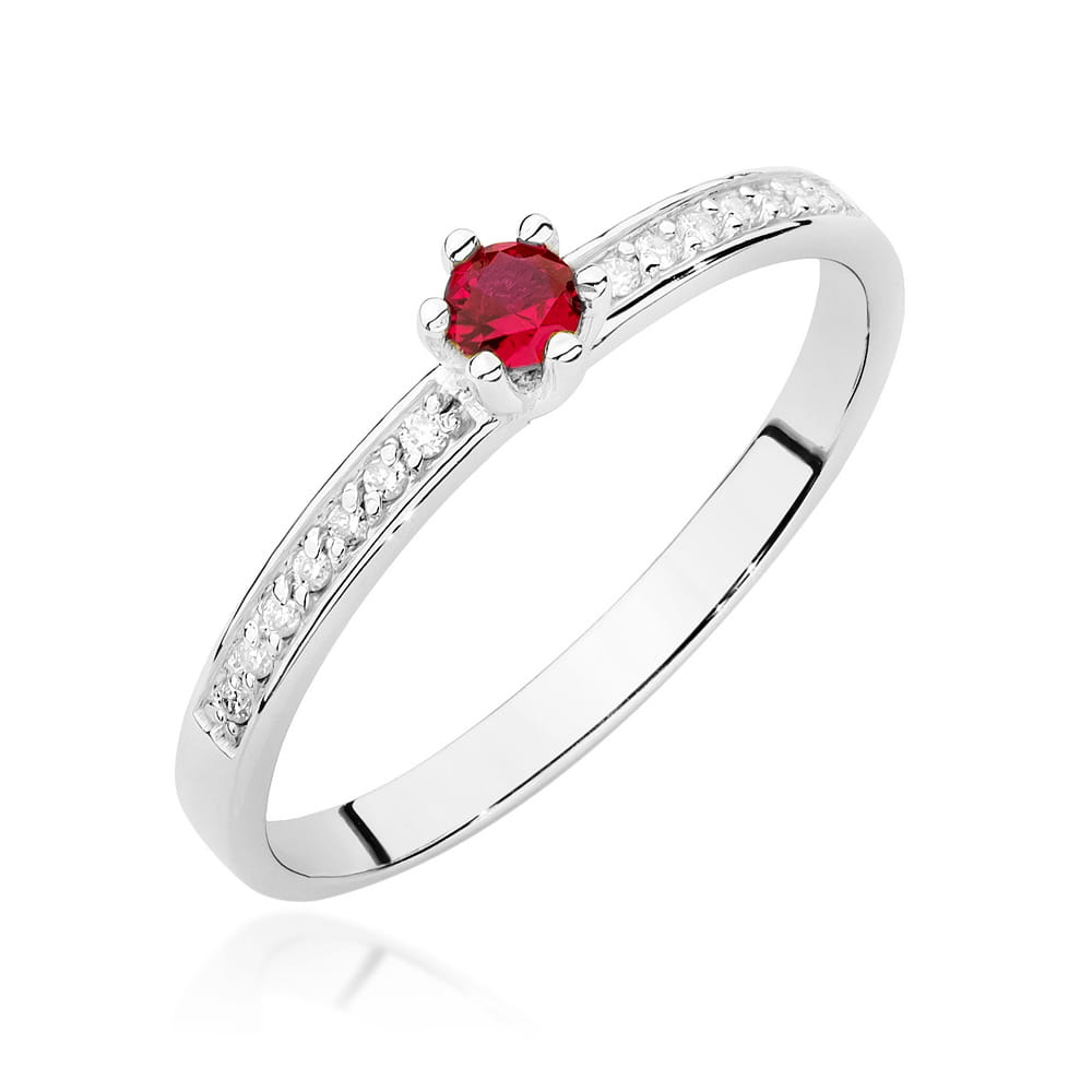 Inel Aur 9K cu Rubin 0.15 ct si Diamante Naturale 0.07 ct