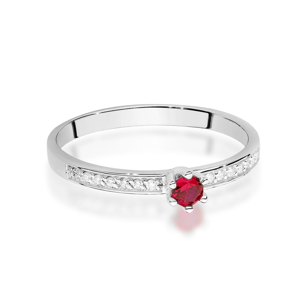 Inel Aur 9K cu Rubin 0.15 ct si Diamante Naturale 0.07 ct