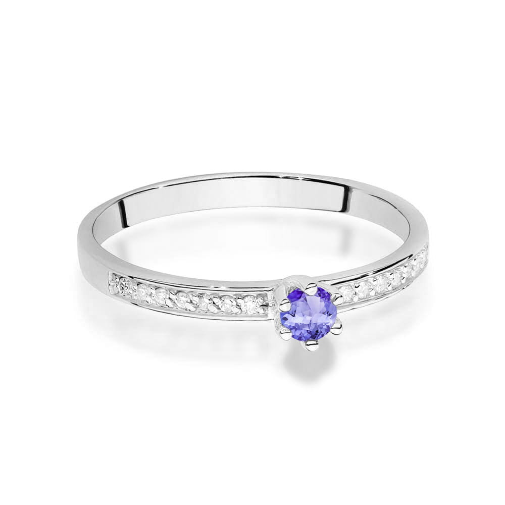 Inel Aur 9K cu Tanzanit 0.15 ct si Diamante Naturale 0.07 ct