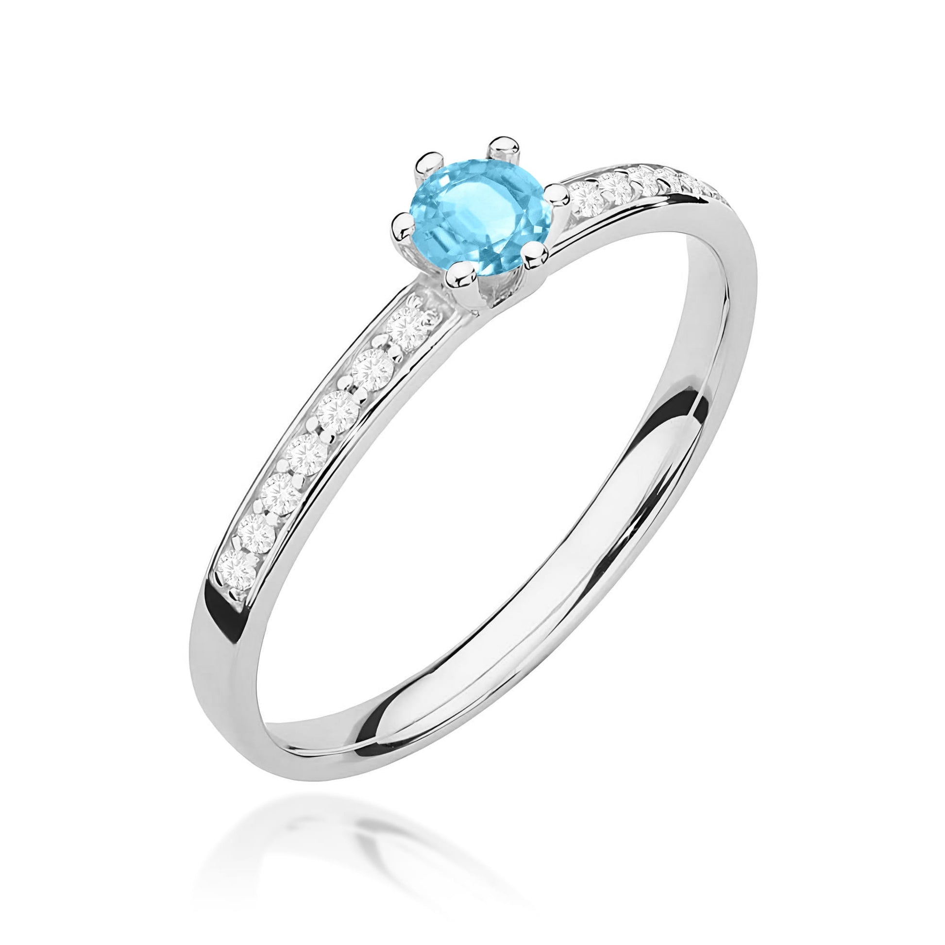 Inel Aur 9K cu Topaz Swiss 0.15 ct si Diamante Naturale 0.07 ct