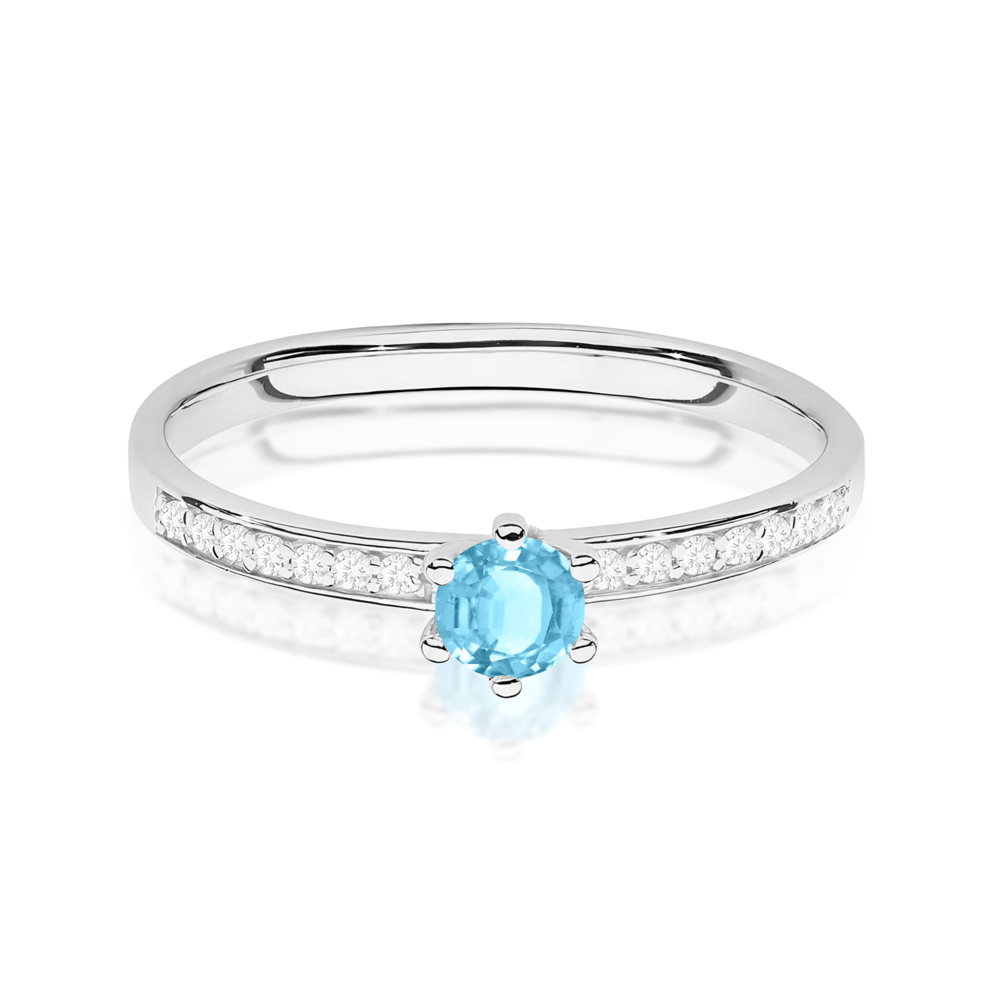 Inel Aur 9K cu Topaz Swiss 0.15 ct si Diamante Naturale 0.07 ct