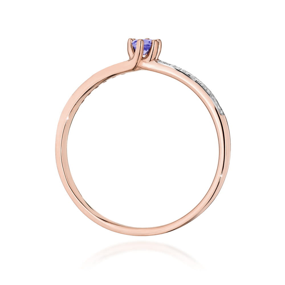 Inel Aur 14K cu Tanzanit 0.15 ct si Diamante Naturale 0.07 ct