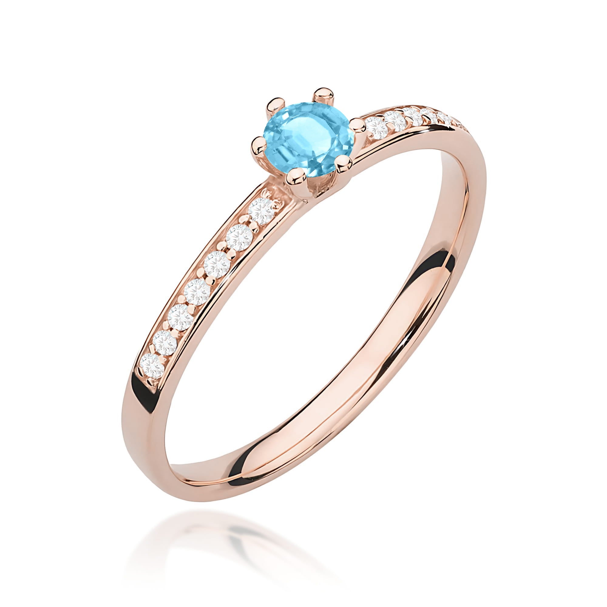 Inel Aur 14K cu Topaz Swiss și Diamante